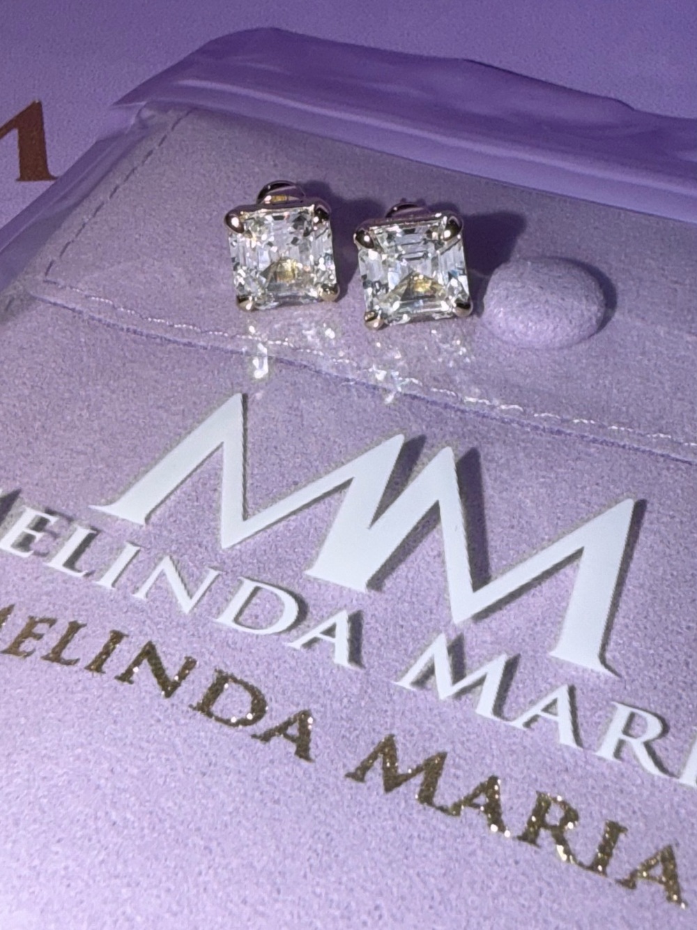 Melinda Maria Jewelry-The Queen's 8mm Studs-Gold/White Diamondettes NIB